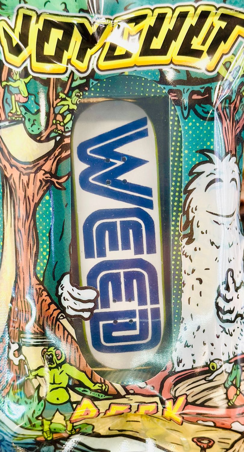 Joycult Handpainted Fingerboard Deck Weed Graphic  32mm, Color: White