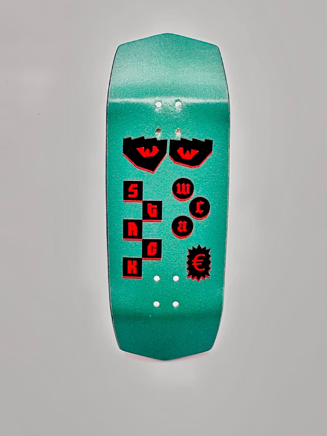Stacked USA Fingerboard Deck Teal Eyes 35mm Kurb Krusher S1