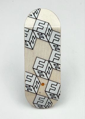 FlatFace X Cowply - G15.12 33.6mm - FF Cubes White SE Fingerboard Deck