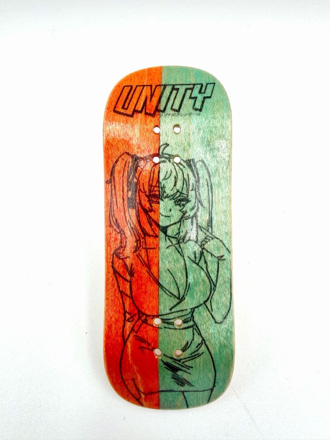 Boardkennel Fingerboard Deck Unity Anime Girl Orange/ Blue Split 34mm