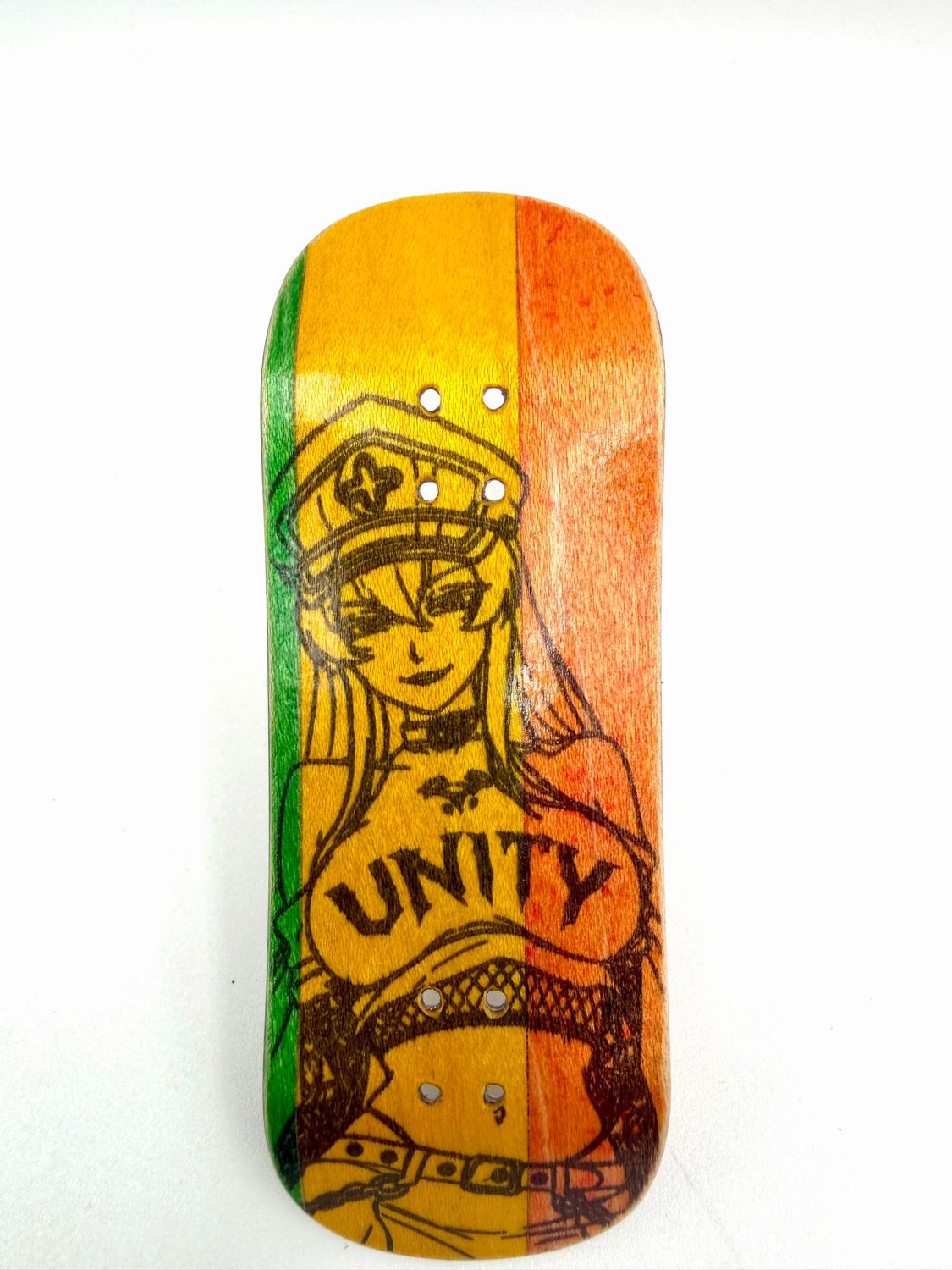 Boardkennel Fingerboard Deck Unity Anime Girl Orange/ Yellow Split 34mm