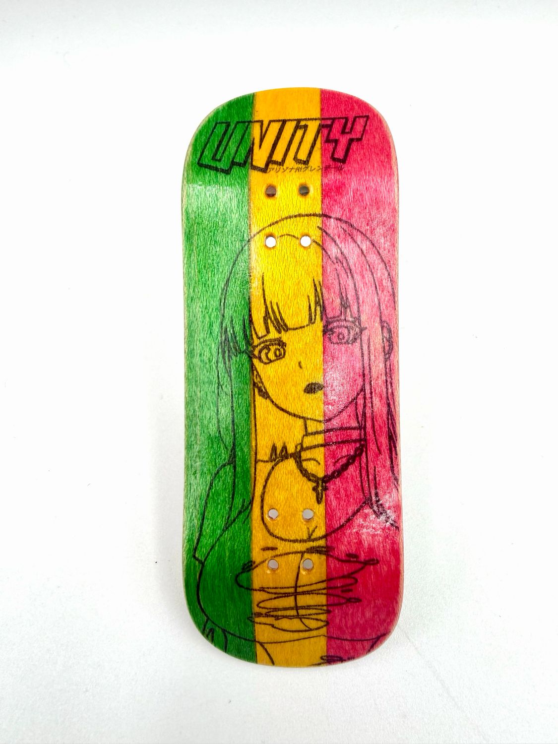 Boardkennel Fingerboard Deck Unity Anime Girl Green/ Yellow/ Red Split 34mm