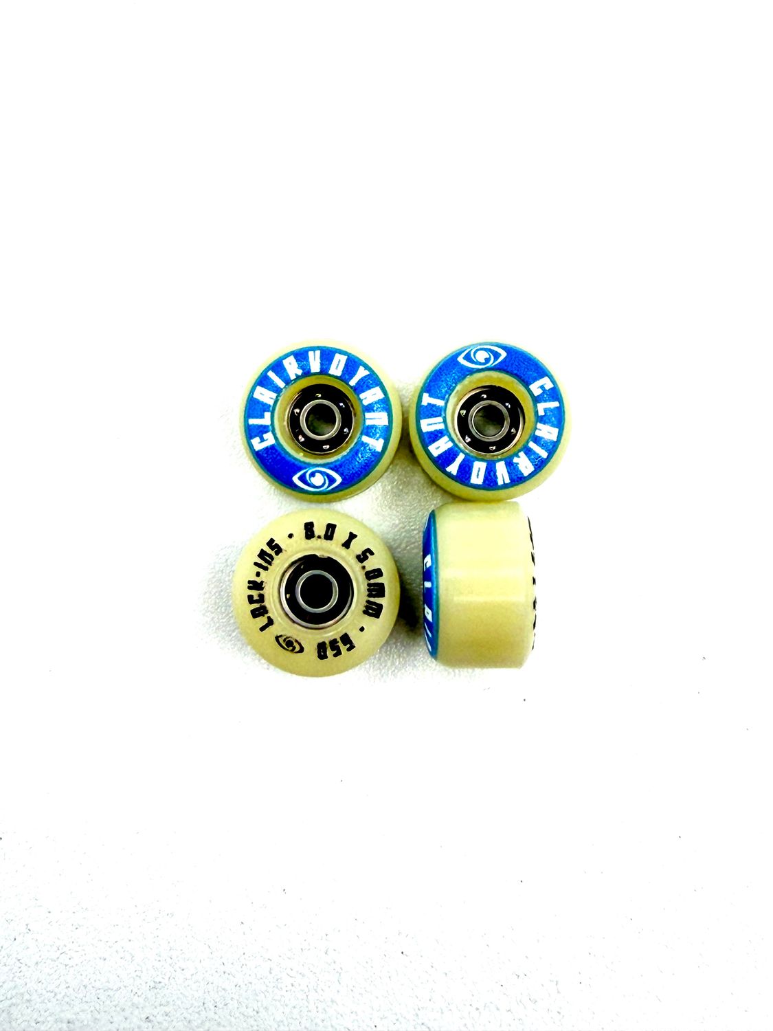 Clairvoyant Fingerboard Graphic Wheels Lock in Off white Radial 8mm 65D, Color: Blue