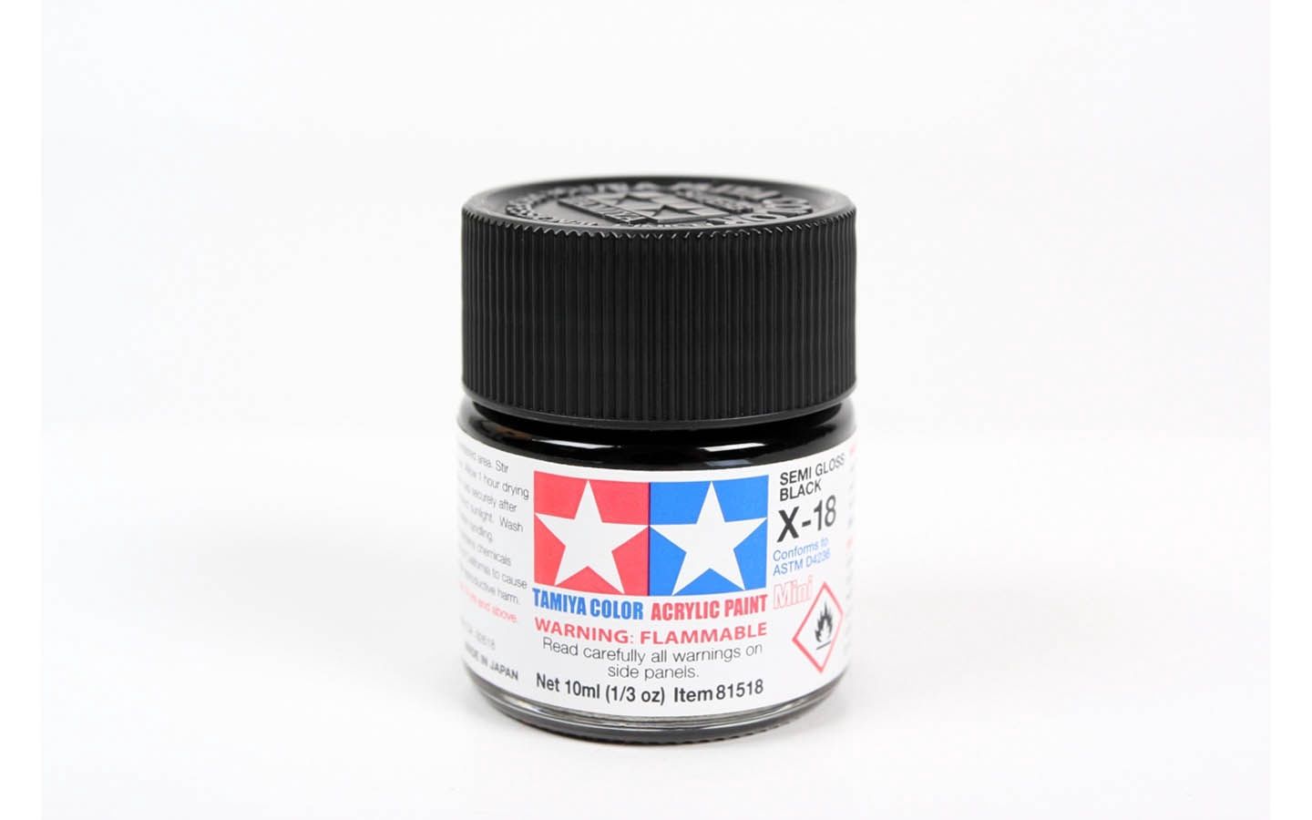 X18 Semi Gloss Black 10ml - 81518 - Tamiya
