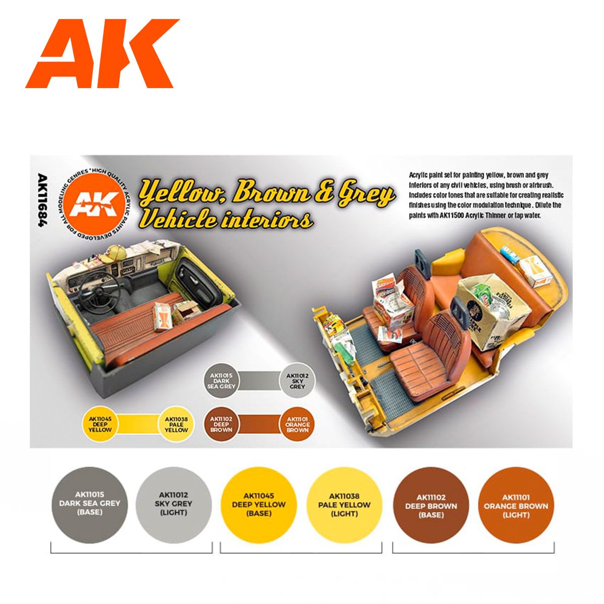 AK G3 Yellow, Brown  &amp; Grey Vehicle Interiors Set AK11684