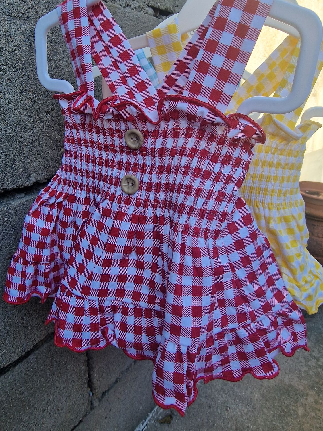 Conjunto frunce vichy rojo