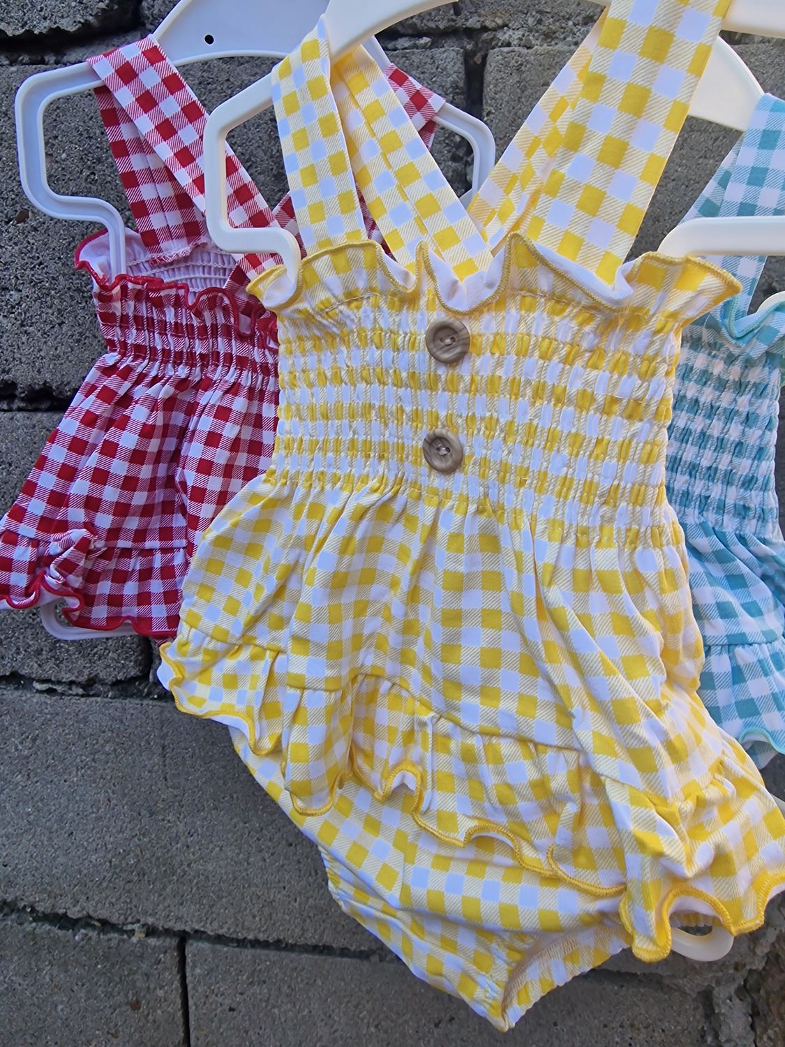 Conjunto frunces vichy amarillo