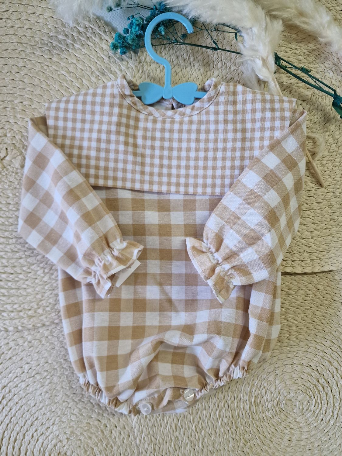 Pelele vichy camel