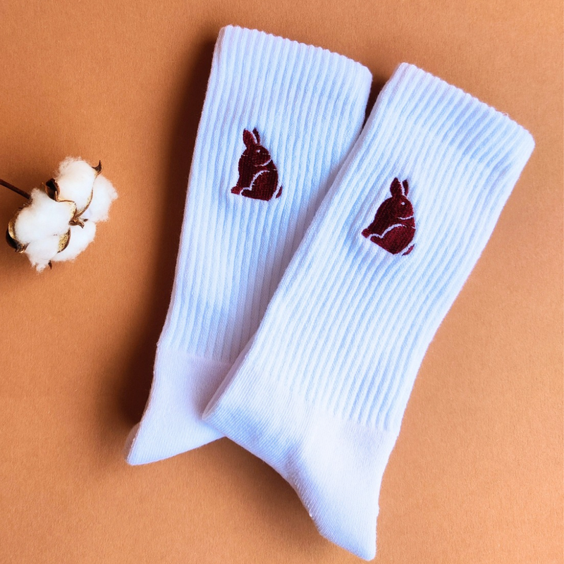 Socken: Stickhase