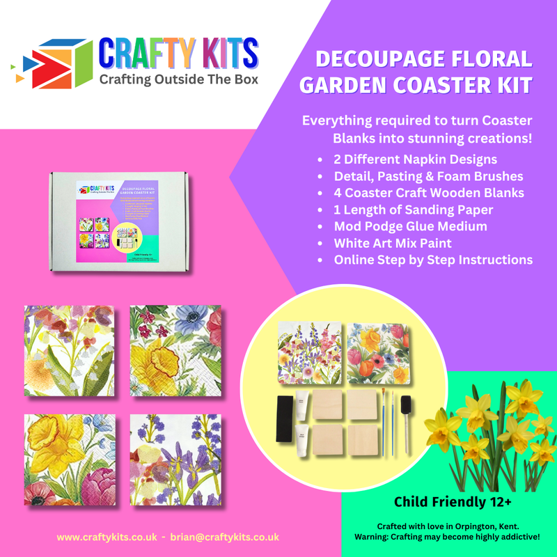 Craft Kit Floral Garden - Decoupage Coaster Starter Kit