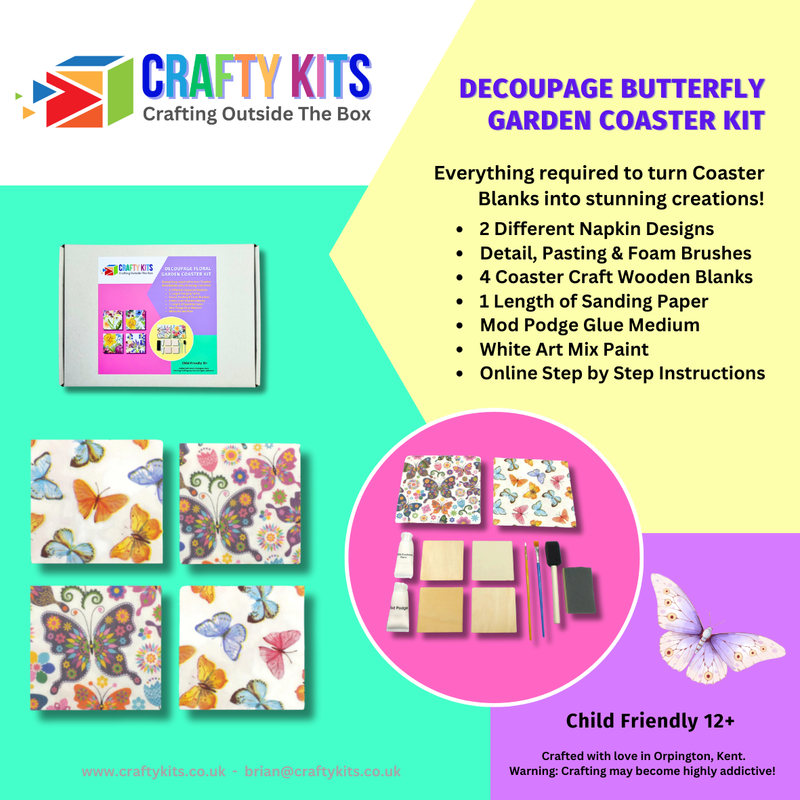Craft Kit Butterfly - Decoupage Coaster Starter Kit