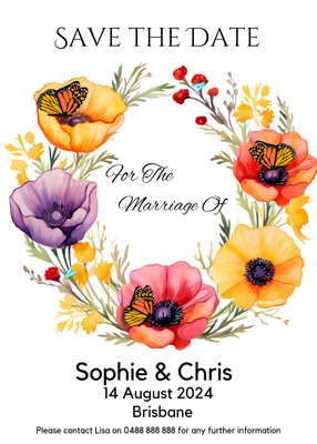 Animated - Poppies and Butterflies Save The Date+ Printable Version