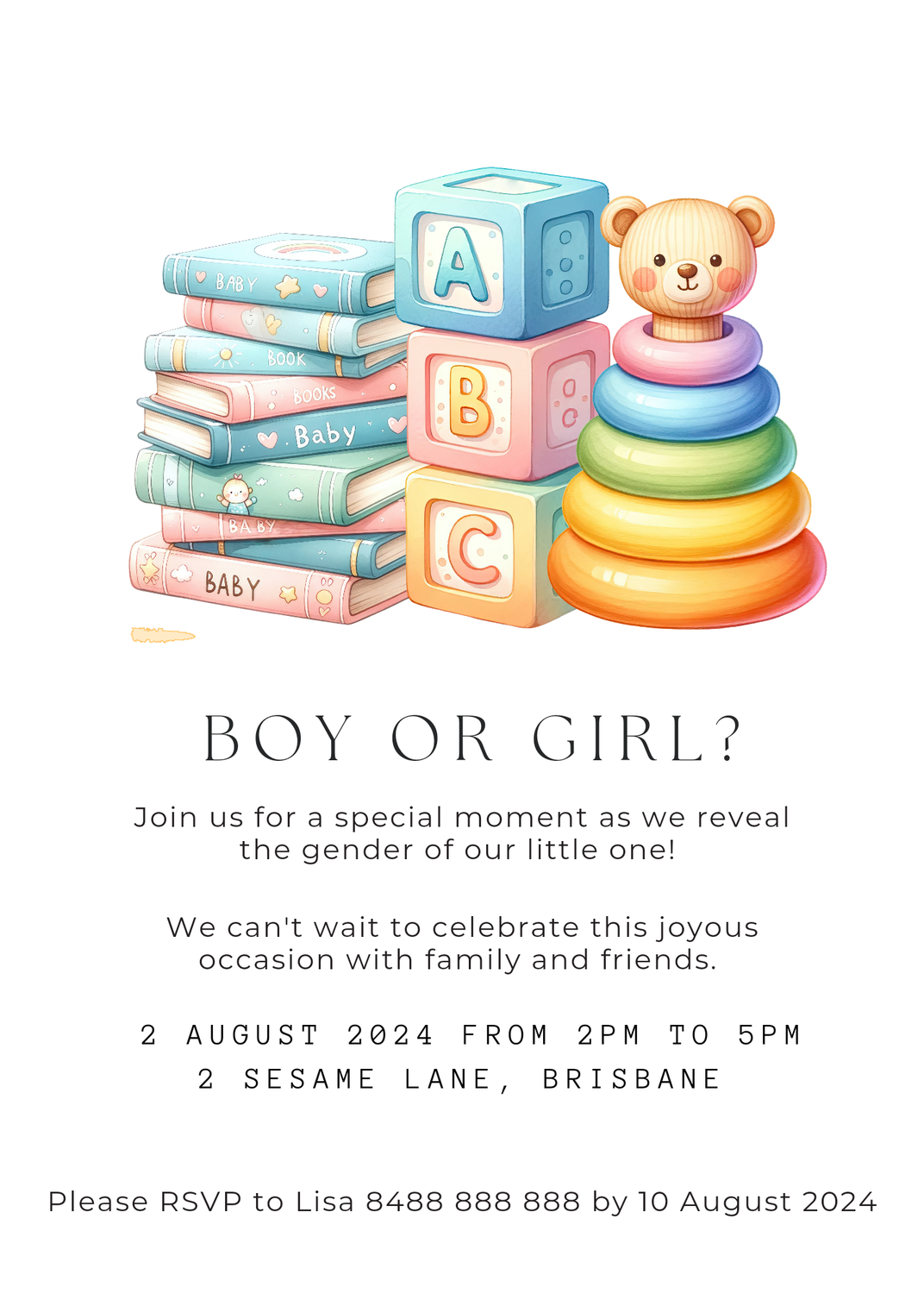 Animated - Rainbow Gender Reveal Invitation + Printable Version