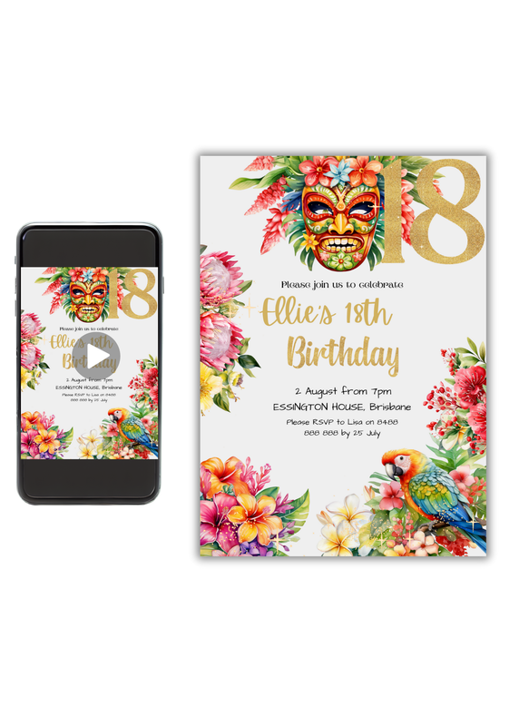 Animated - Hawaiian Dreams Party Invitation + Printable Version