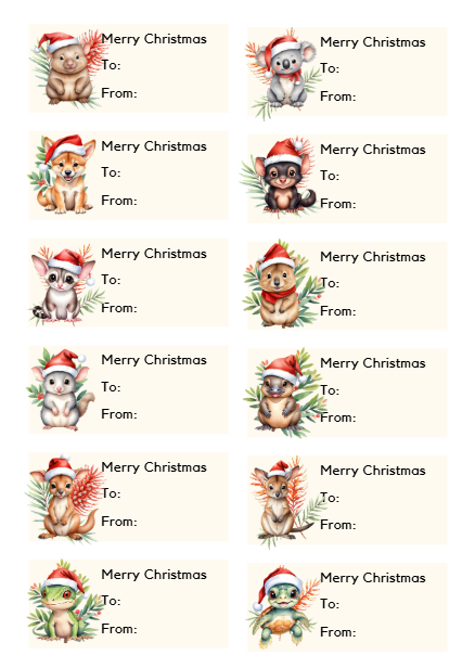 Christmas Present Label - Australian Themed