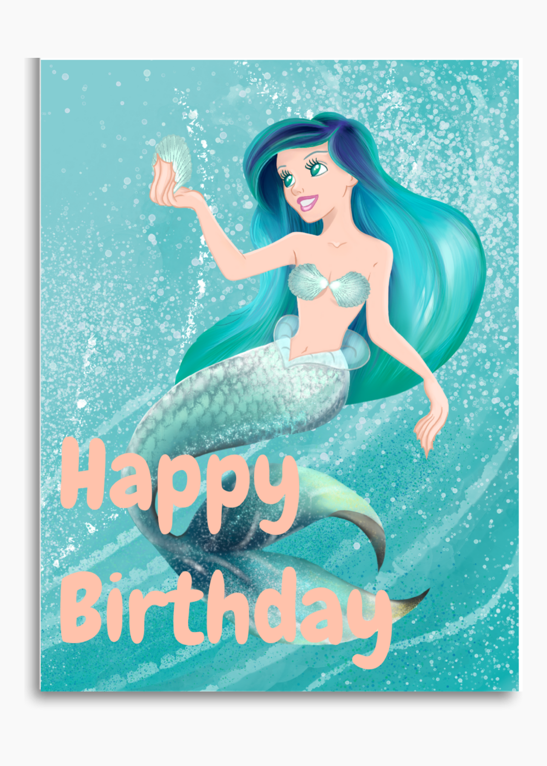 Mermaid Birthday Card - Digital Download