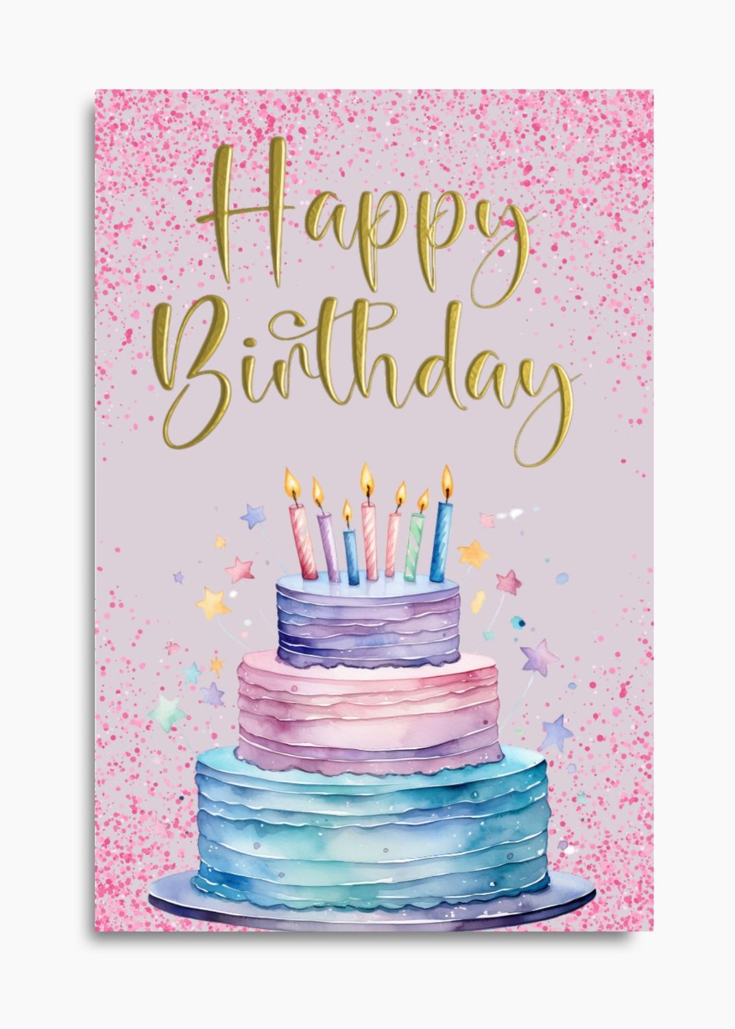 Cake and Candles Birthday Card - Digital Download