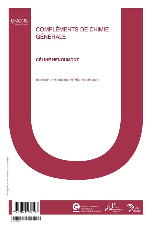 Compléments de chimie générale  (Médecine 1er quadri) Céline Henoumont