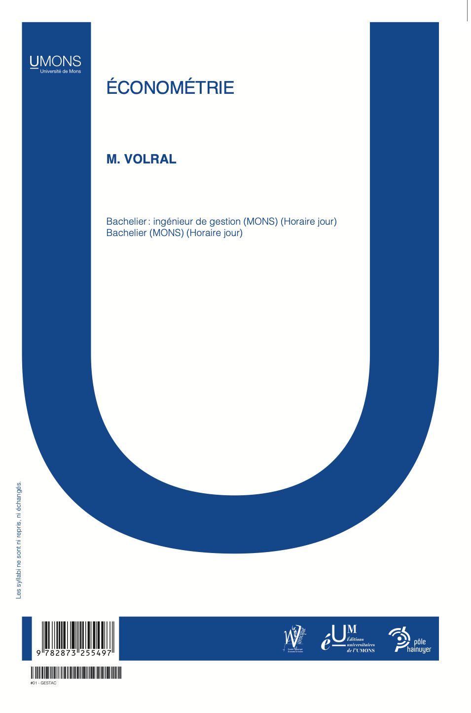 Econométrie (Warocqué FWEG 1er quadrimestre) Mélanie Volral