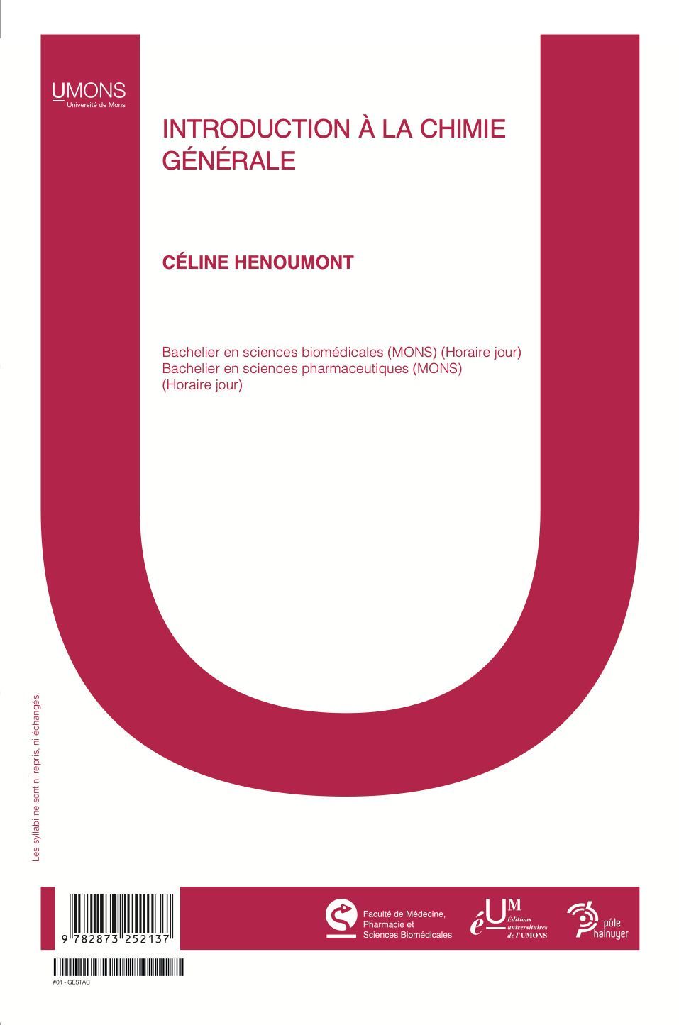 Introduction à la chimie générale  (Médecine 1er quadri) Céline Henoumont