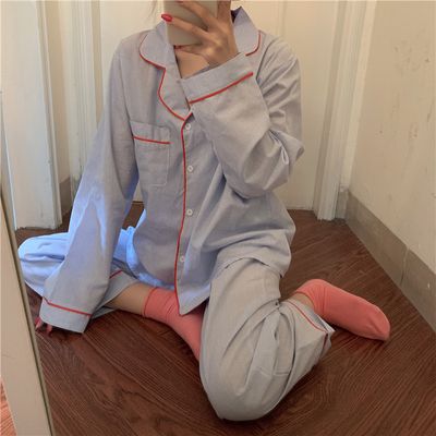 Female Pajamas Loose Long-sleeved 2-piece Set