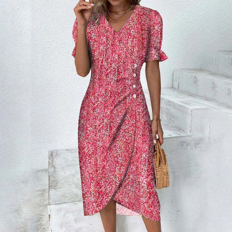 Women&#39;s Geo Collage Sleeve Hem Dress, Color: Rose, Size: S