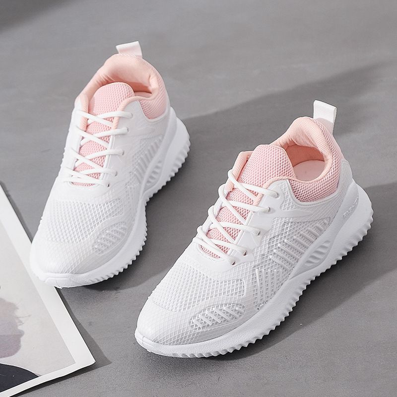 Women&#39;s Mesh Breathable Casual Athletic Shoes, Size: 35, Color: A005 white powder