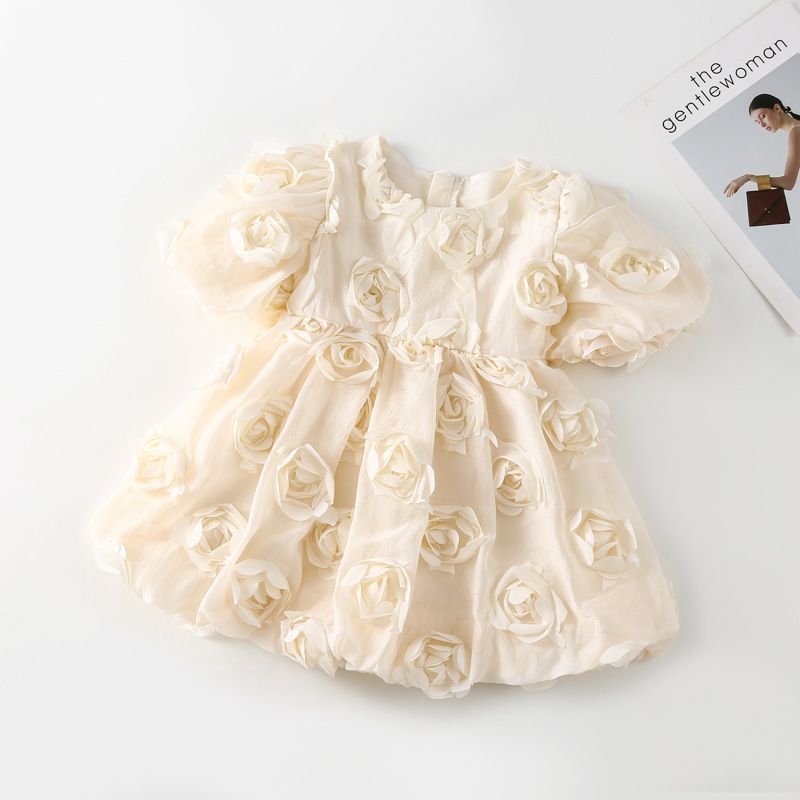 Princess Girls Dress Summer Children&#39;s Skirt, Suitable height: 90cm, Color: Off-white