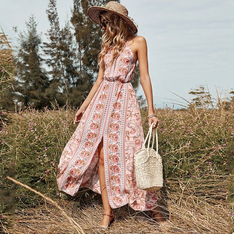 Women&#39;s Sleeveless Backless Pink Lace-up Dress, Size: S, Color: Pink