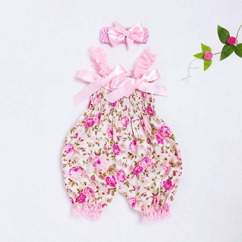 Infant Baby Girls Pink Floral Print Bubble Romper, Kid Size: 0-3 Months, Color: United States, Ships From: Pink