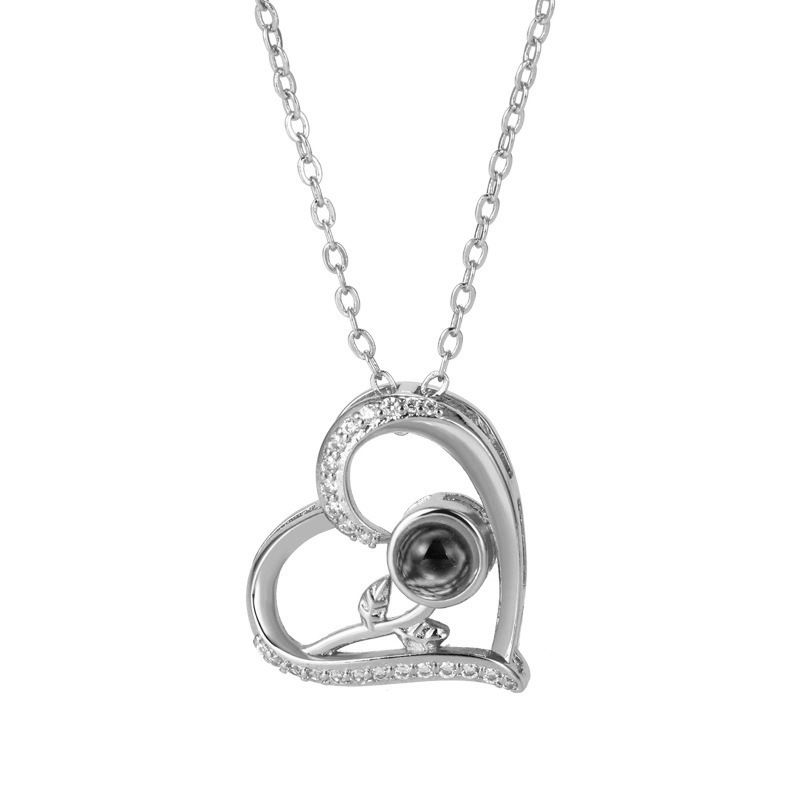 Silver Necklace Family Portrait Custom Color Photo, Color: White gold, Purity: 925 silver