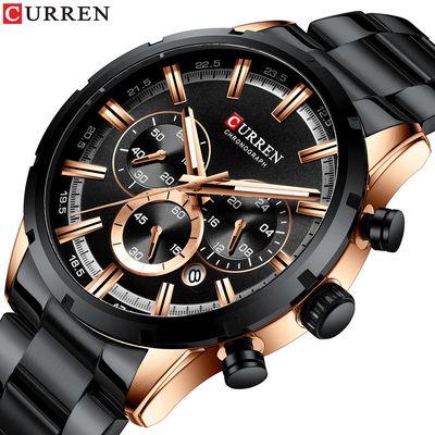 Men&#39;s Quartz Six-pin Calendar Steel Belt Watch