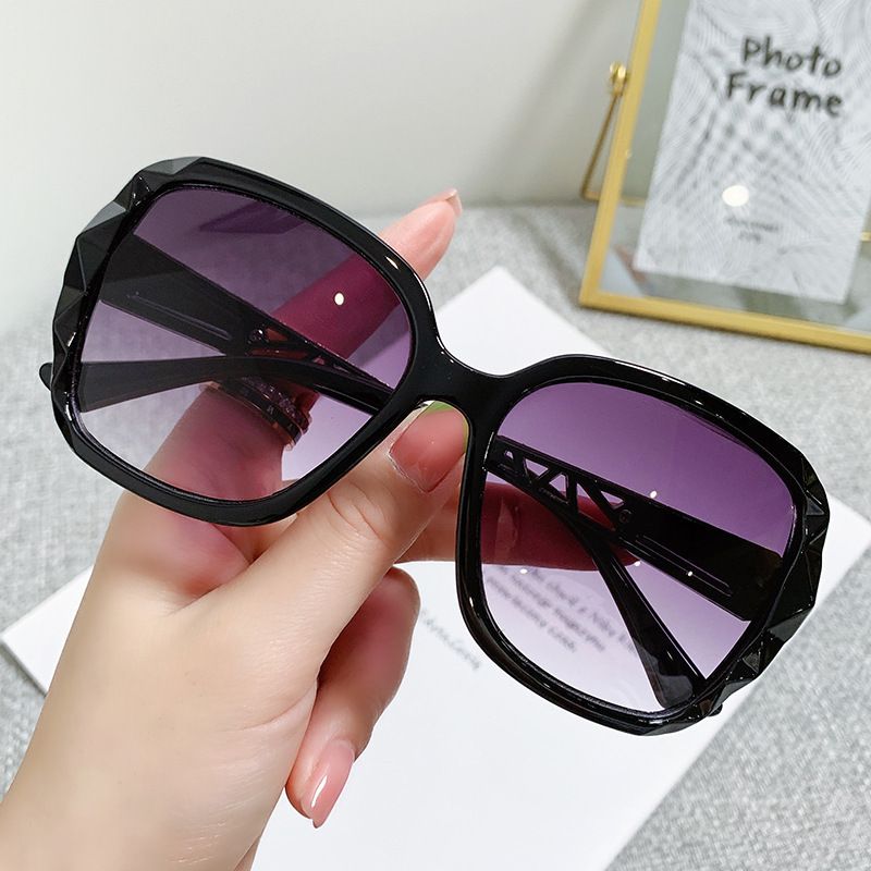 Ladies Fashion Large Frame Sunglasses, Color: Glossy black, Size: Uv protection