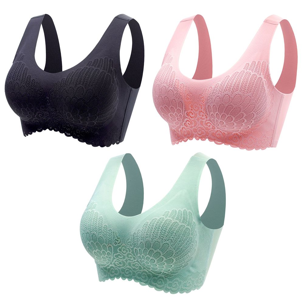 3pcs Latex Seamless Bras for Women Underwear, Color: 1, Bands Size: XL