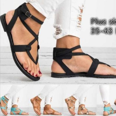 Women&#39;s Thin Strap Clip-on Flat-soled Size Sandals