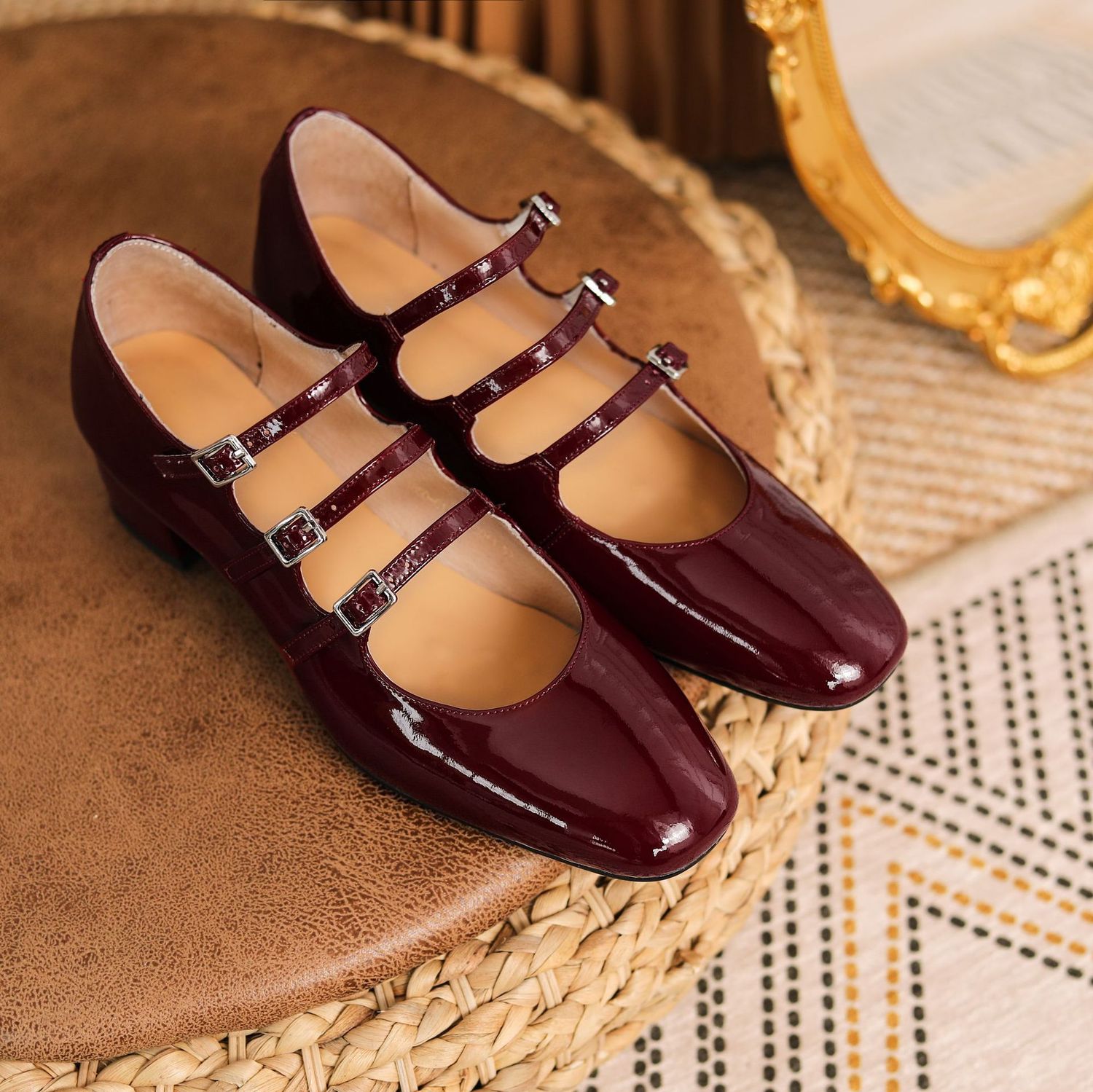 Women&#39;s Thick Heel Medium Heel &#39;Wedding&#39; Shoes, Size: 37, Color: Burgundy
