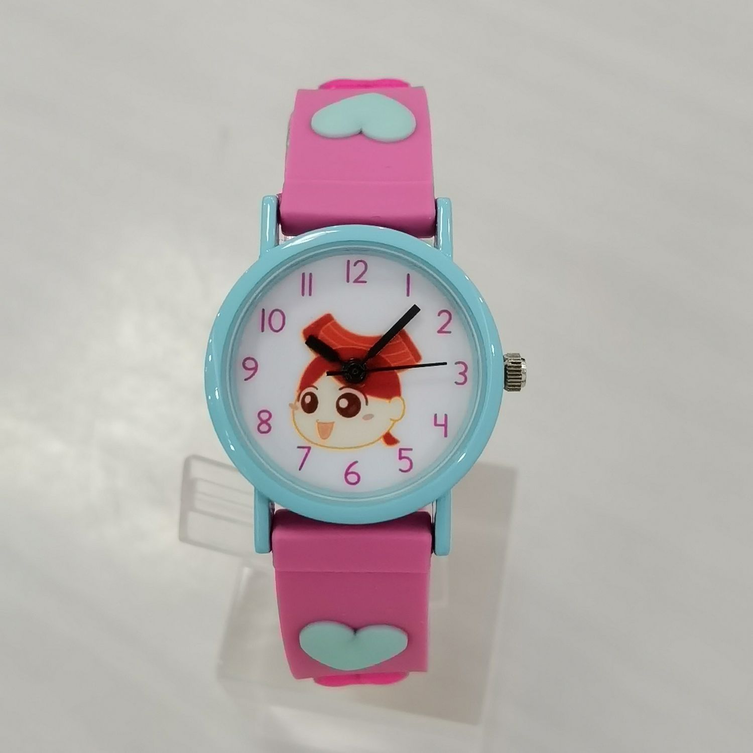 Kids student quartz watch, Color: Red heart strap