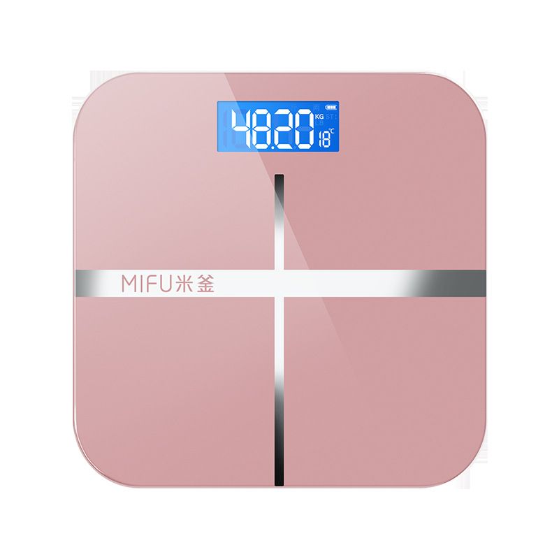 USB Electronic Scale Tempered Glass body Weight Scale, Color: Rose gold, Size: 26-26 charging model