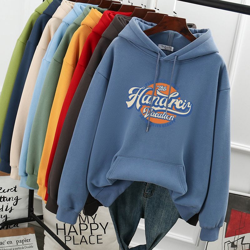 Large Size Women&#39;s Hooded Loose Top Jacket, Size: M is suitable for 110catty or less, Color Classification: Thin section - bluestone blue