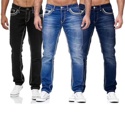 Men&#39;s High-quality Blue Slim-fit Straight Jeans