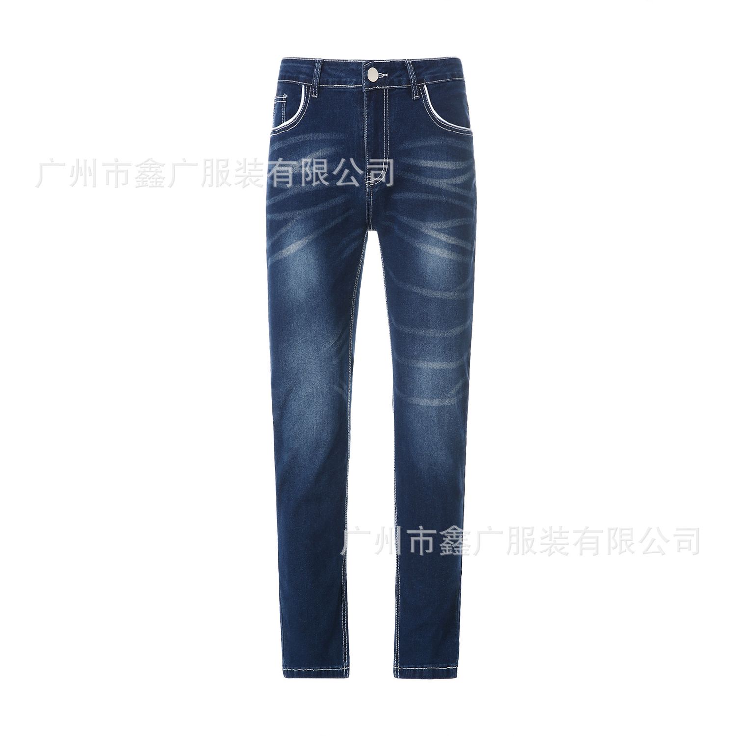Men&#39;s High-quality Blue Slim-fit Straight Jeans, Size: S （74CM）, Color: Dark blue