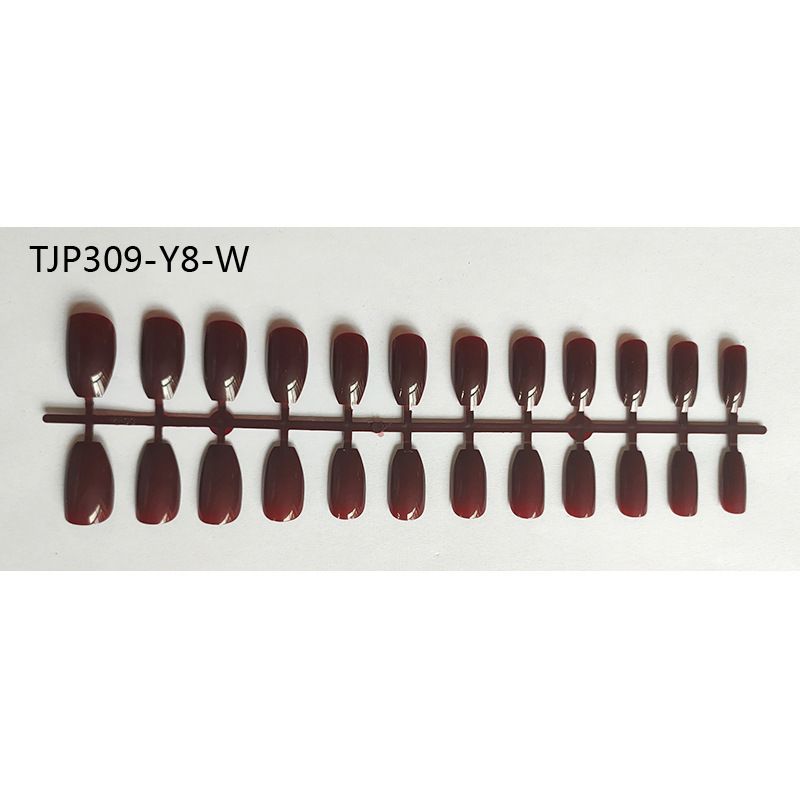 Long Ballet Unpainted False Nail Patch, Color Classification: Tjp309-y8-w deep wine red - unoiled [stick]
