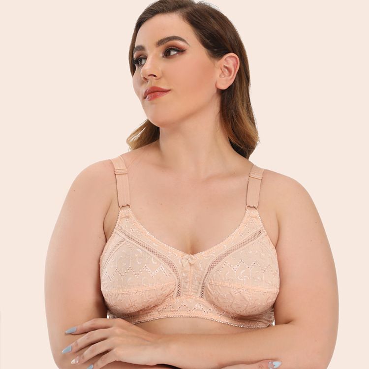 Women&#39;s Ultra-thin No Steel Ring Large Size Bras, Color: Flesh, Size: 90c