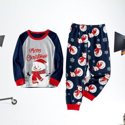Xmas Parent-Child Printed Long Sleeve Pajamas suit