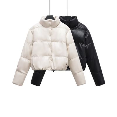 Women Leather Surface Cotton-padded Coat