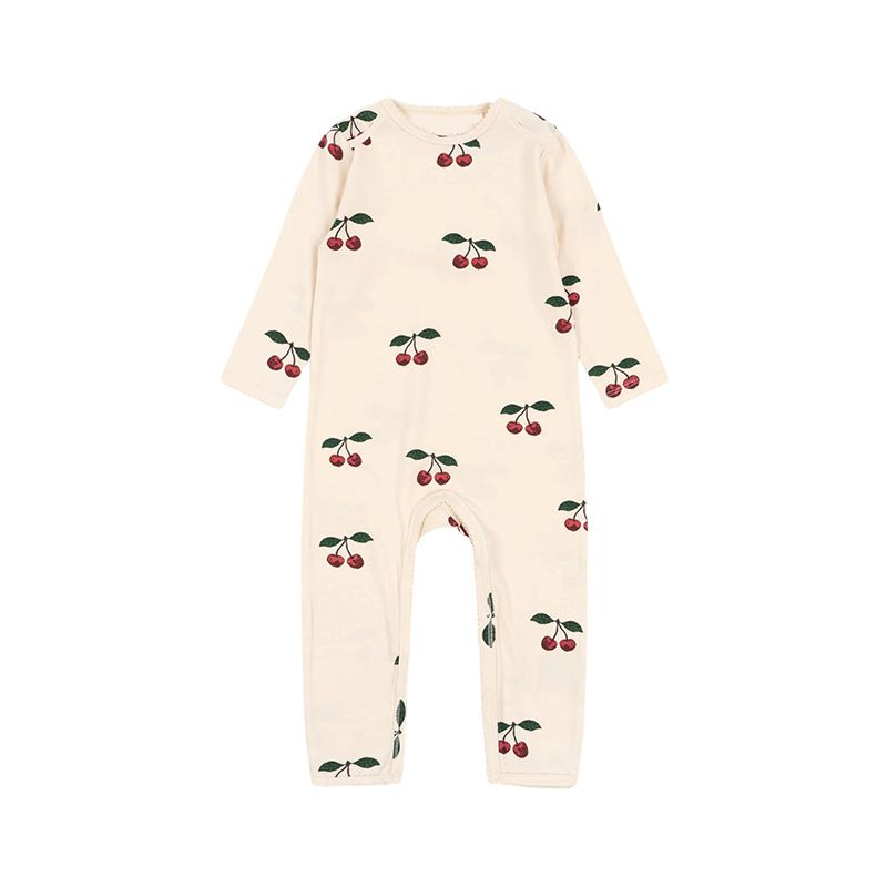Newborn Baby Long Sleeve Jumpsuit, Color: Little cherry, Suitable for height: 66