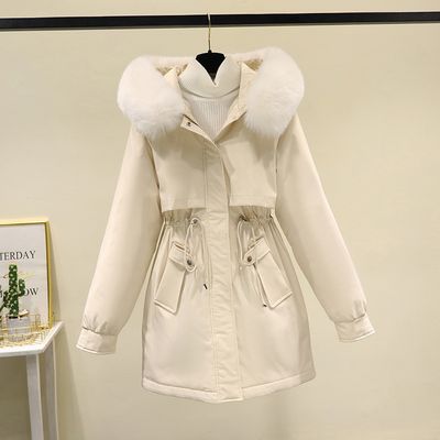 Women&#39;s Mid-Length Large Fur Collar Coat Jacket