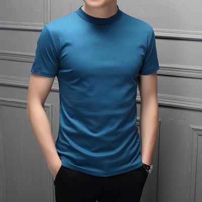 Men&#39;s Double Cotton Rounded Turtleneck T-shirt