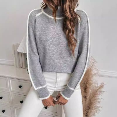Women&#39;s Pullover Long-sleeved Turtleneck Top Casual Sweater