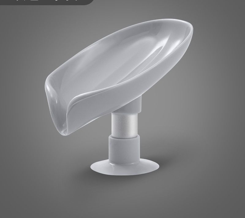 No-Punch Leaf Draining Sucker Soap Dishes, Color: Grey